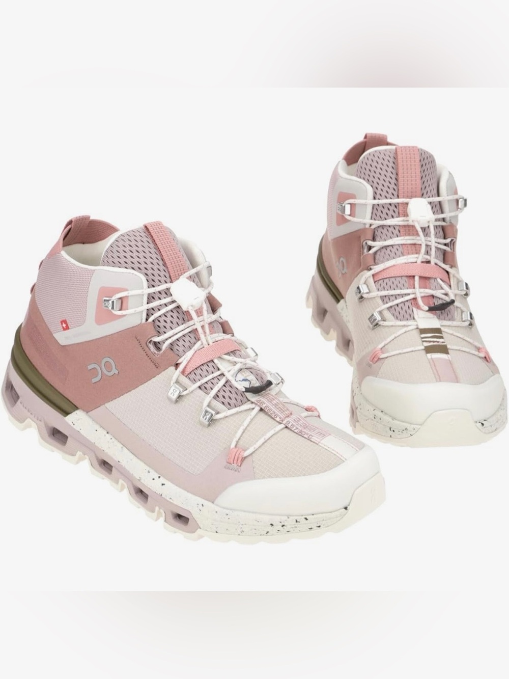 On Running Women's Hiking Sneaker in Light Pink and White